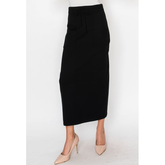 Black Straight Knit Skirt Yal