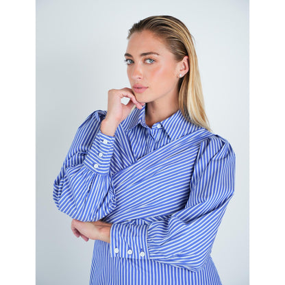Blue Stripe Mock Wrap Dress - The Mimi Boutique