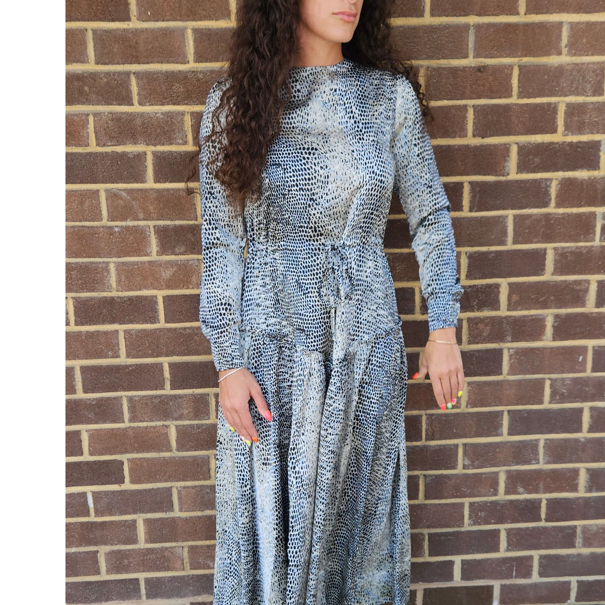 Grey Print Drawstring Dress Lilac Teen - The Mimi Boutique