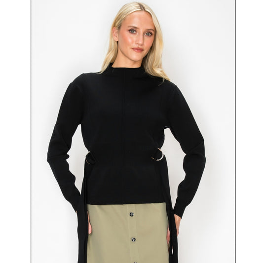 Black Side Tie Yal Sweater
