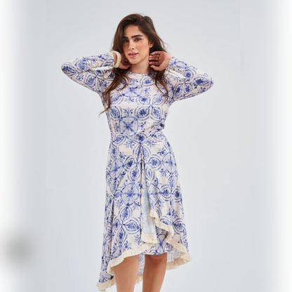 Blue Lapis Loose Basic Dress with Wrap DF