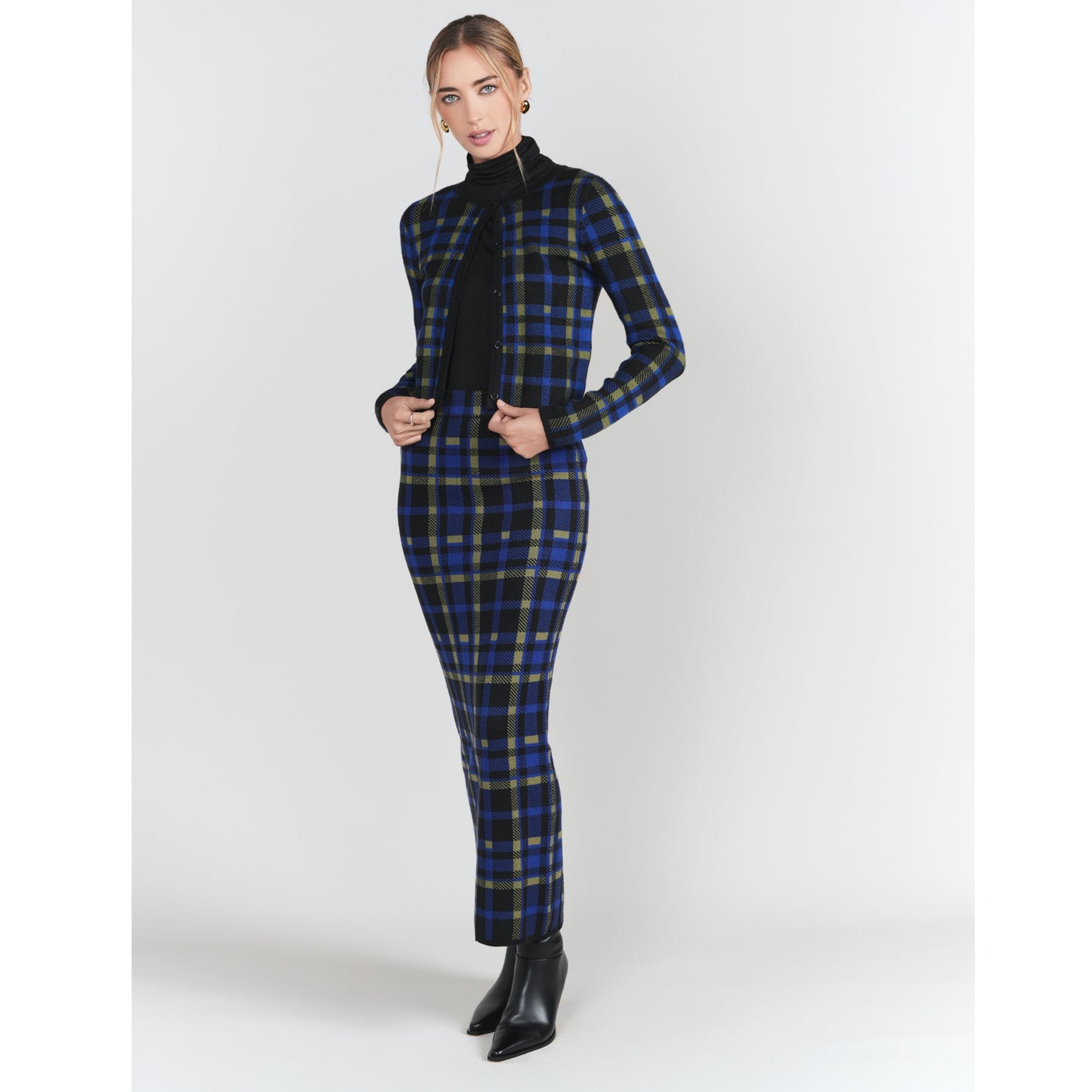 Jacquard Knit Plaid Skirt Adina LV - The Mimi Boutique