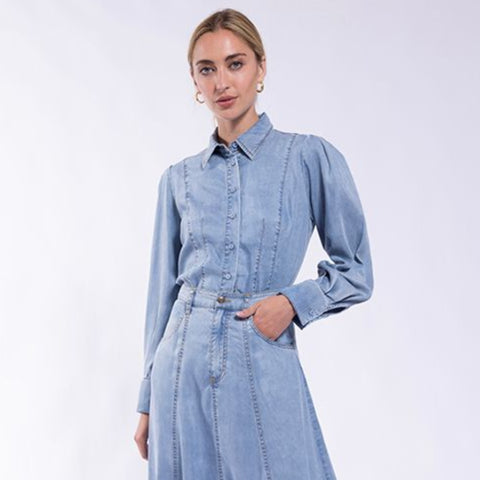 Light Denim Tailored Denim Blouse