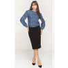 Puffy Sleeve Blouse Blue Lace