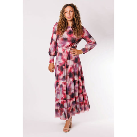 Penina Pink Mesh Drawstring Waist Dress