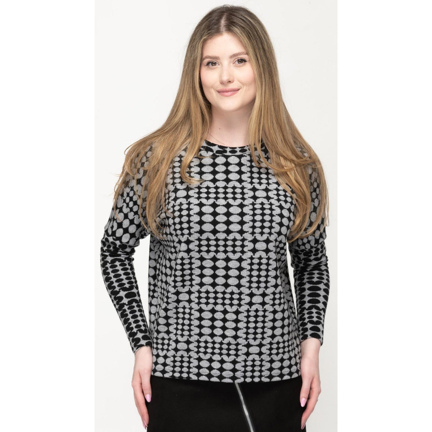 Spotted Knit Dolman Monkey Top