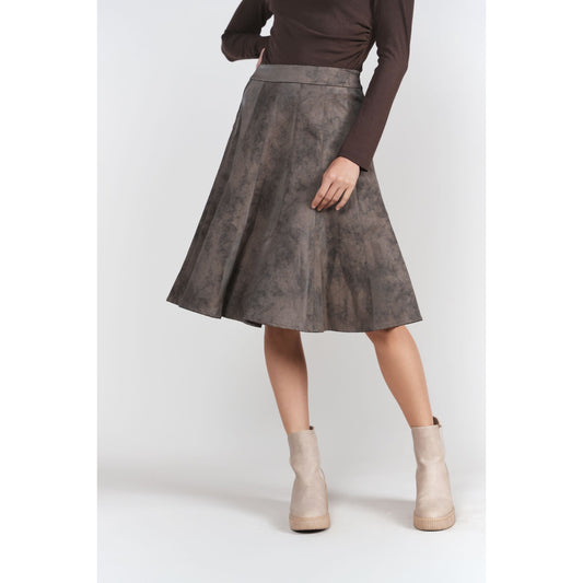Paneled Flare Skirt Chocolate Adina LV - The Mimi Boutique