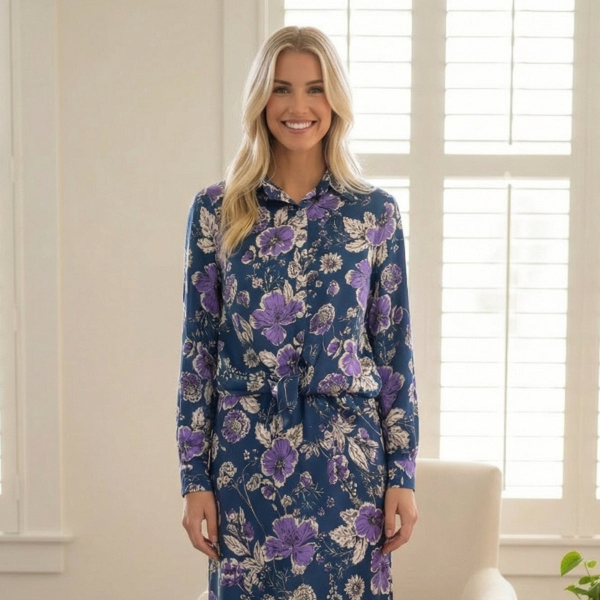 Navy Floral Alma Top