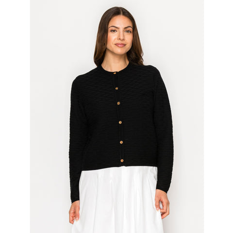 Black Solid Knit Cardigan Yal