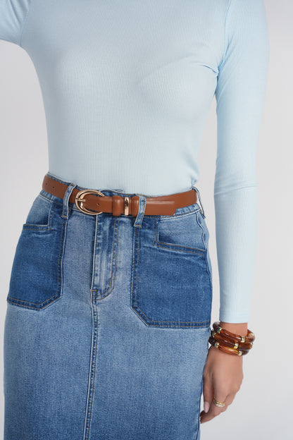 Contrast Pocket Midi Skirt Blue Adina LV