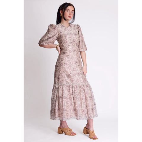 Floral Taupe Dress Nina