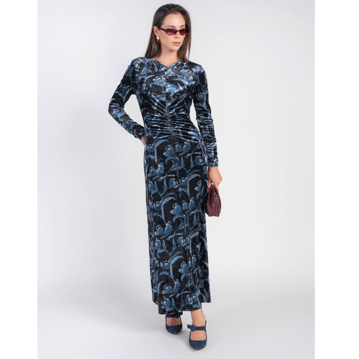 Flora Velvet Maxi Navy Tulips Adina LV