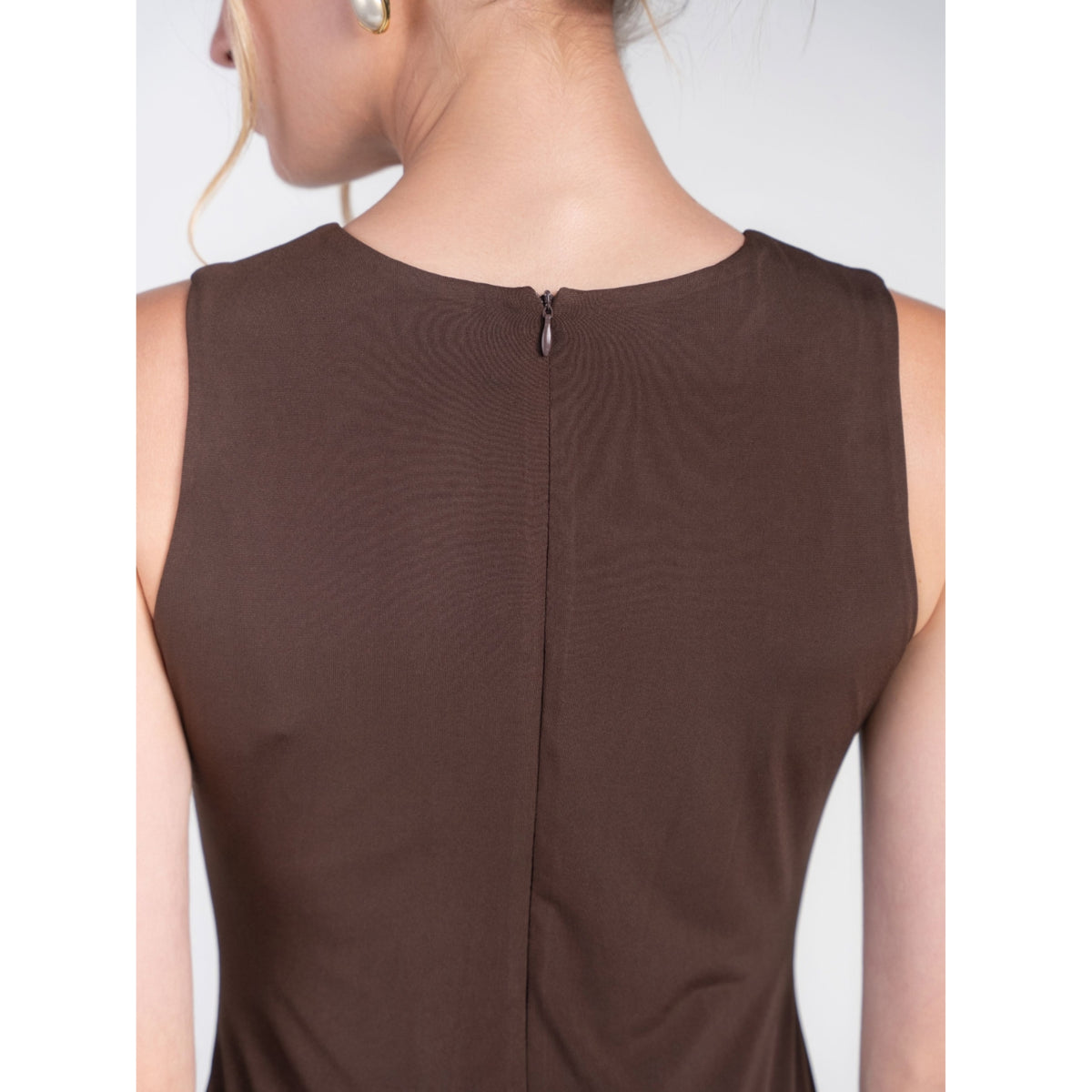Chocolate Sleeveless Jersey Dress Adina LV