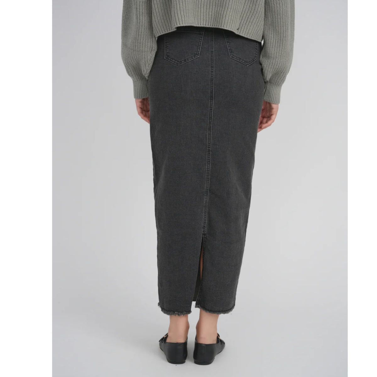 Black Denim Maxi Skirt