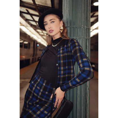 Jacquard Knit Plaid Skirt Adina LV - The Mimi Boutique