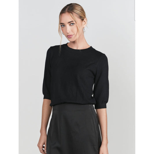 Black 3/4 Sleeve Sweater Adina LV - The Mimi Boutique