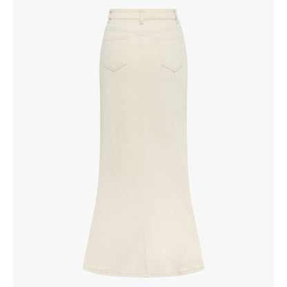 Mermaid Maxi Denim Skirt Cream Adina LV