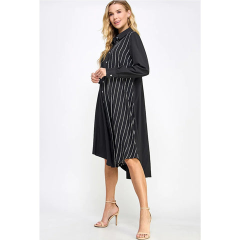 Striped Black Shirt Dress