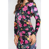Side Ruched Velvet Dress Winter Blossom