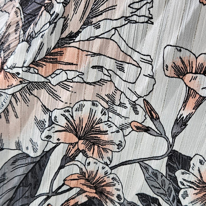 Salmon Floral Chiffon Maxi Skirt Sam Fash