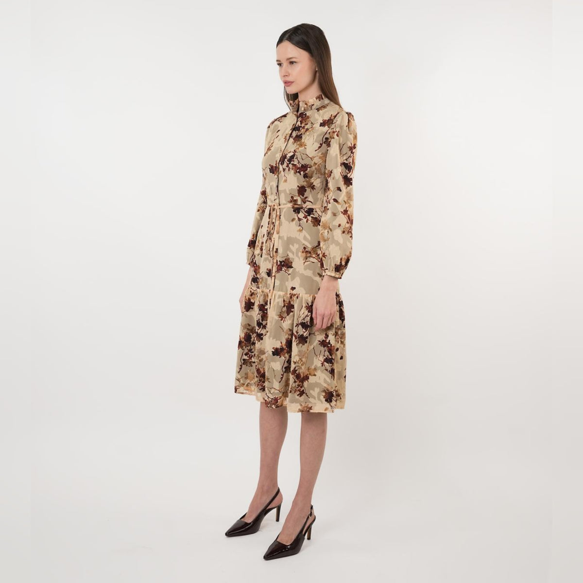 Lillian Light Burnout Brown Dress