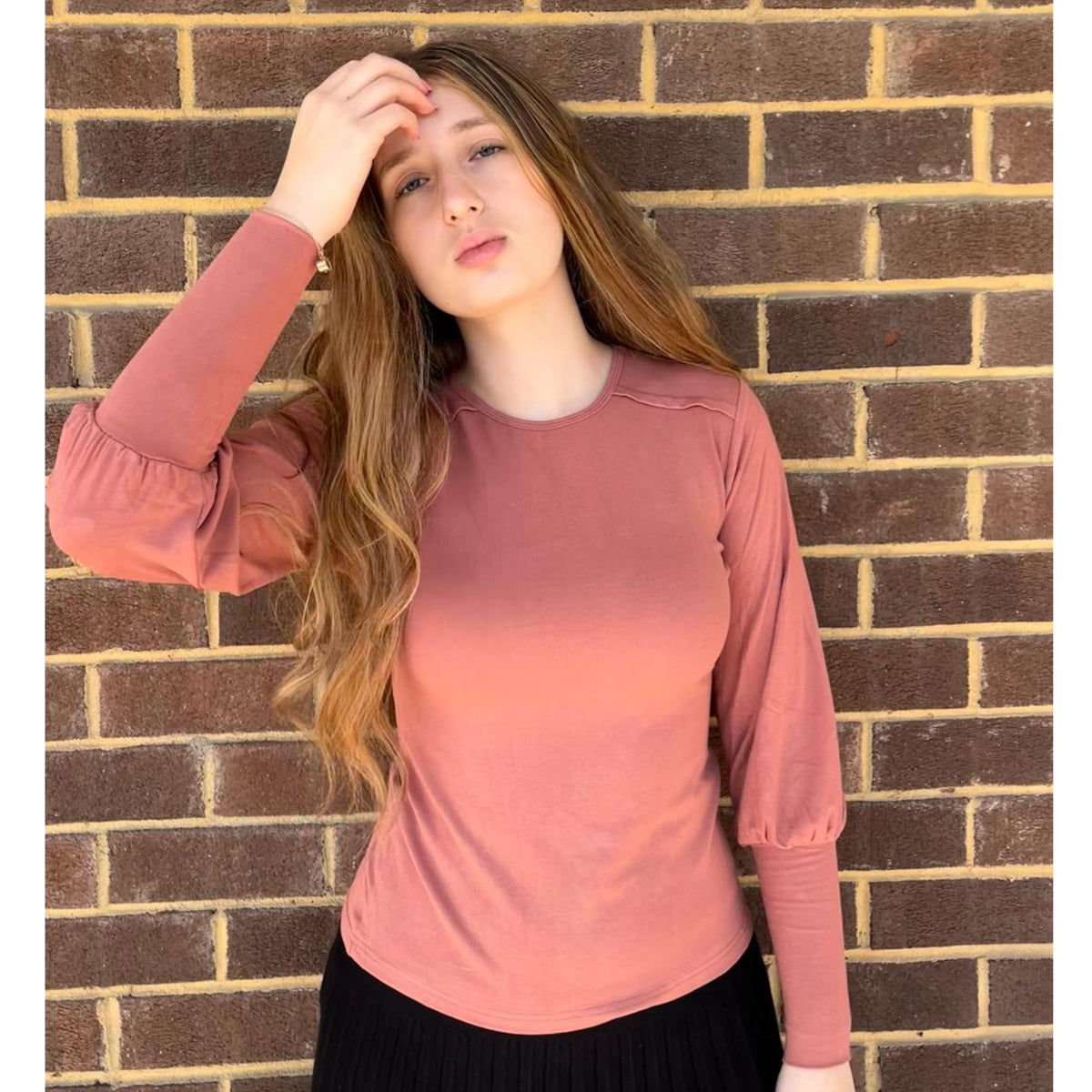 Mauve Puff Sleeve Top Ivee
