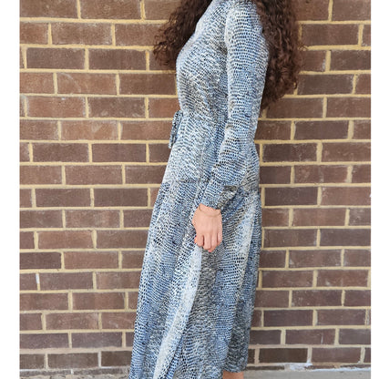 Grey Print Drawstring Dress Lilac Teen - The Mimi Boutique