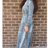 Grey Print Drawstring Dress Lilac Teen