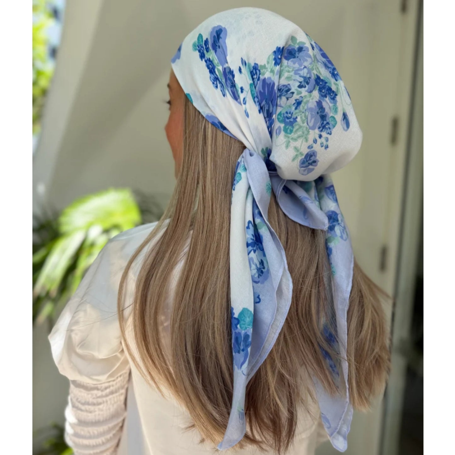 White Blue Floral Headscarf SB (More Styles)