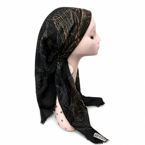 Multi Muted Scribble Pre-Tied Scarf Atifa