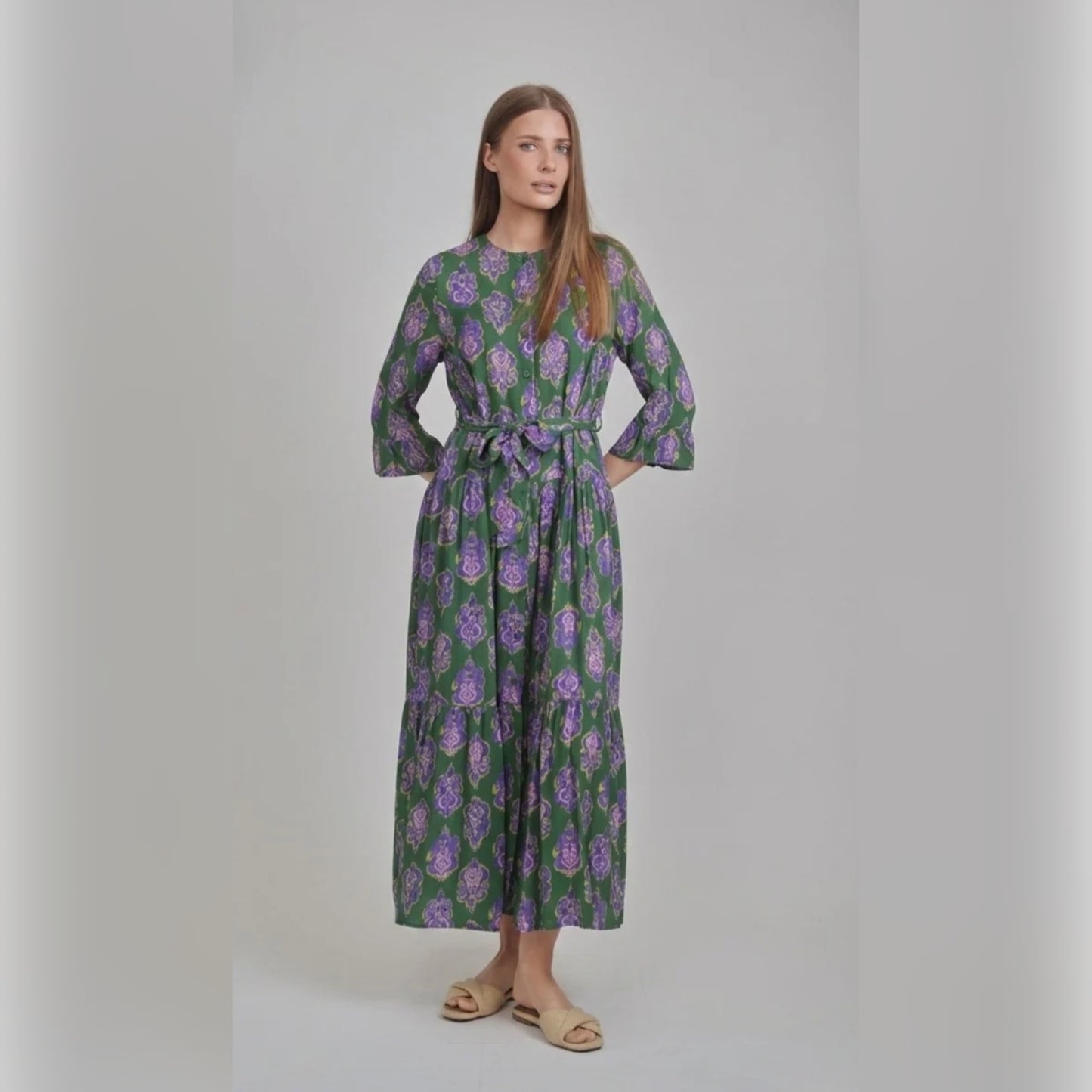 Talia Dress Emerlad Bloom