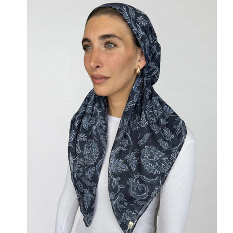 Navy Motif Headscarf SB