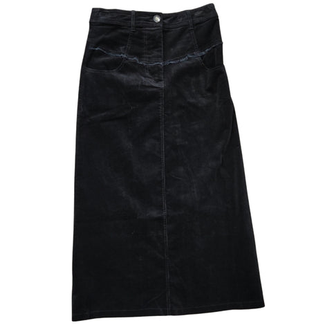 Fray Detail Skirt Black Corduroy Adina LV