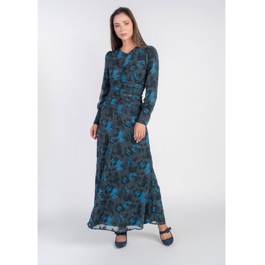 Michalie Midi Dress Teal Floral Adina LV