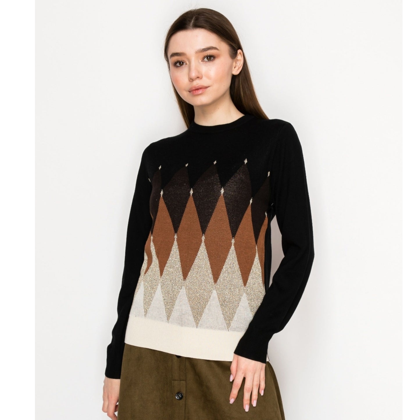 Argyle Print Sweater - The Mimi Boutique