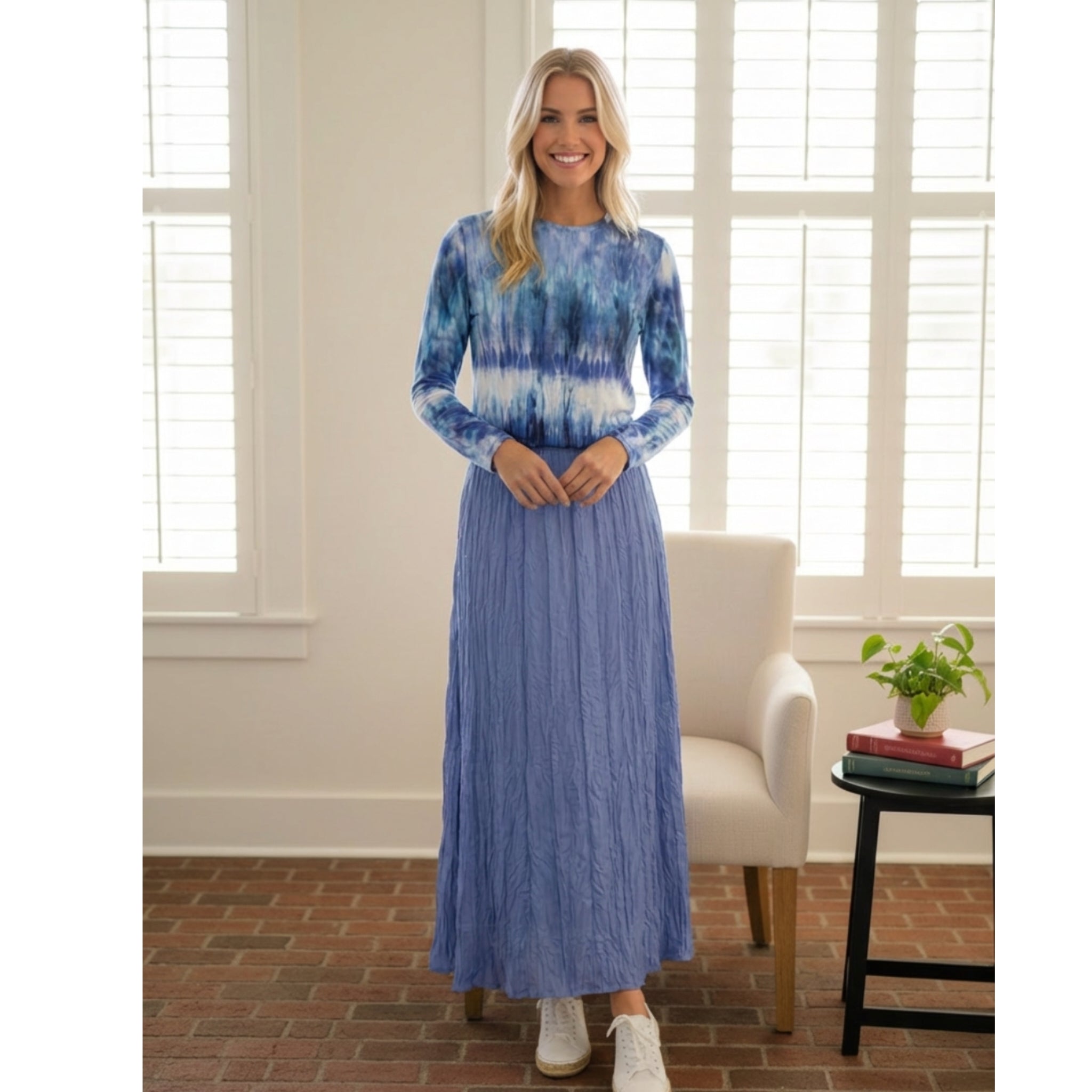 Batsheva V Neck Tee Blue Tie Dye Batsheva V Neck Tee Blue Tie Dye