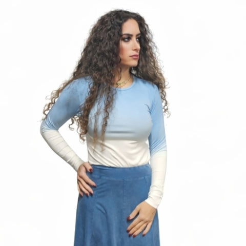 Blue Ombre Microribbed Tshirt