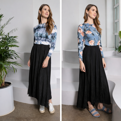 Lana Crinkle Skirt Black - The Mimi Boutique