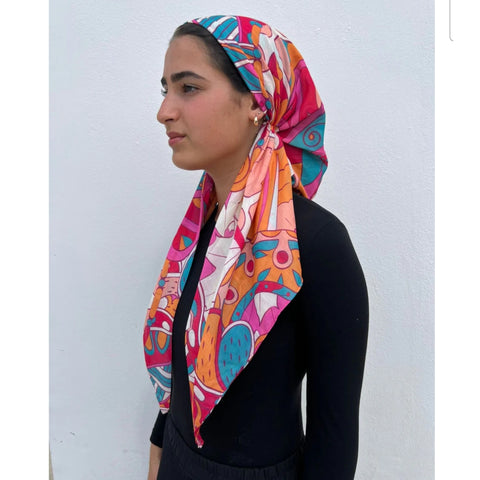 Pucci Inspired Sunset Sorbet Pre-tied SB Headscarf