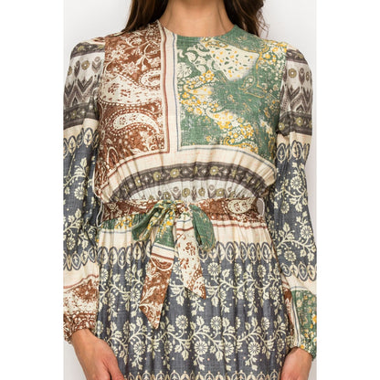 Green Aztec Printed Dress
