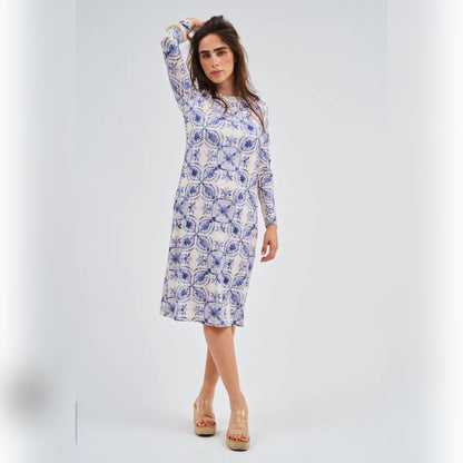 Blue Lapis Loose Basic Dress with Wrap DF
