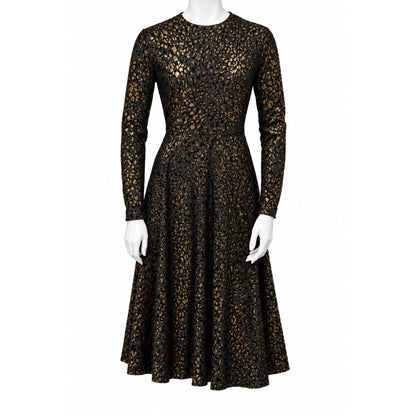 Metallic Foil Paw Print Fit N Flare Dress