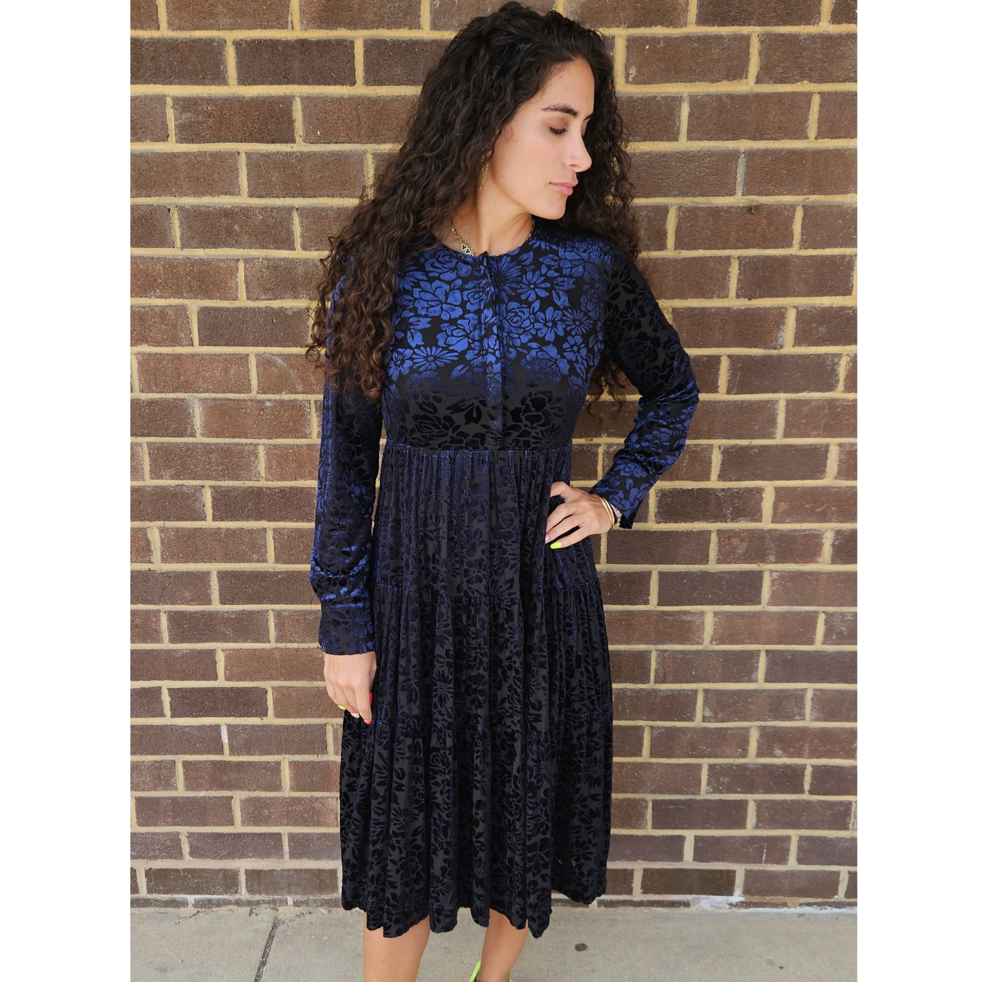 Velvet Floral Dress Lilac Teen - The Mimi Boutique