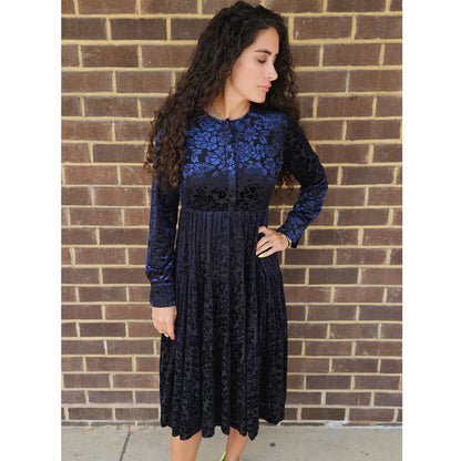 Velvet Floral Dress Lilac Teen - The Mimi Boutique