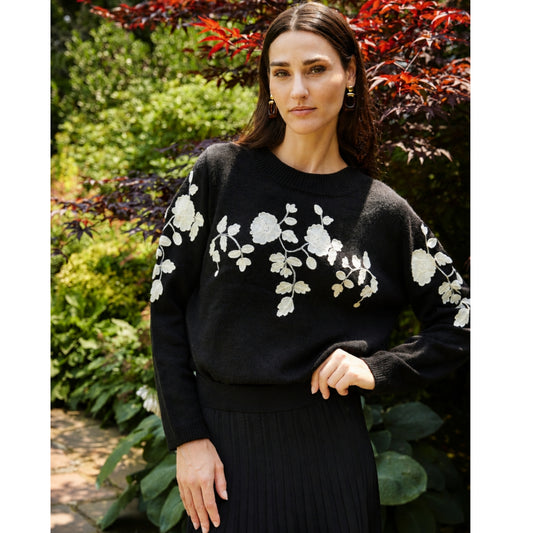 Elara Sweater Black/Ivory Floral
