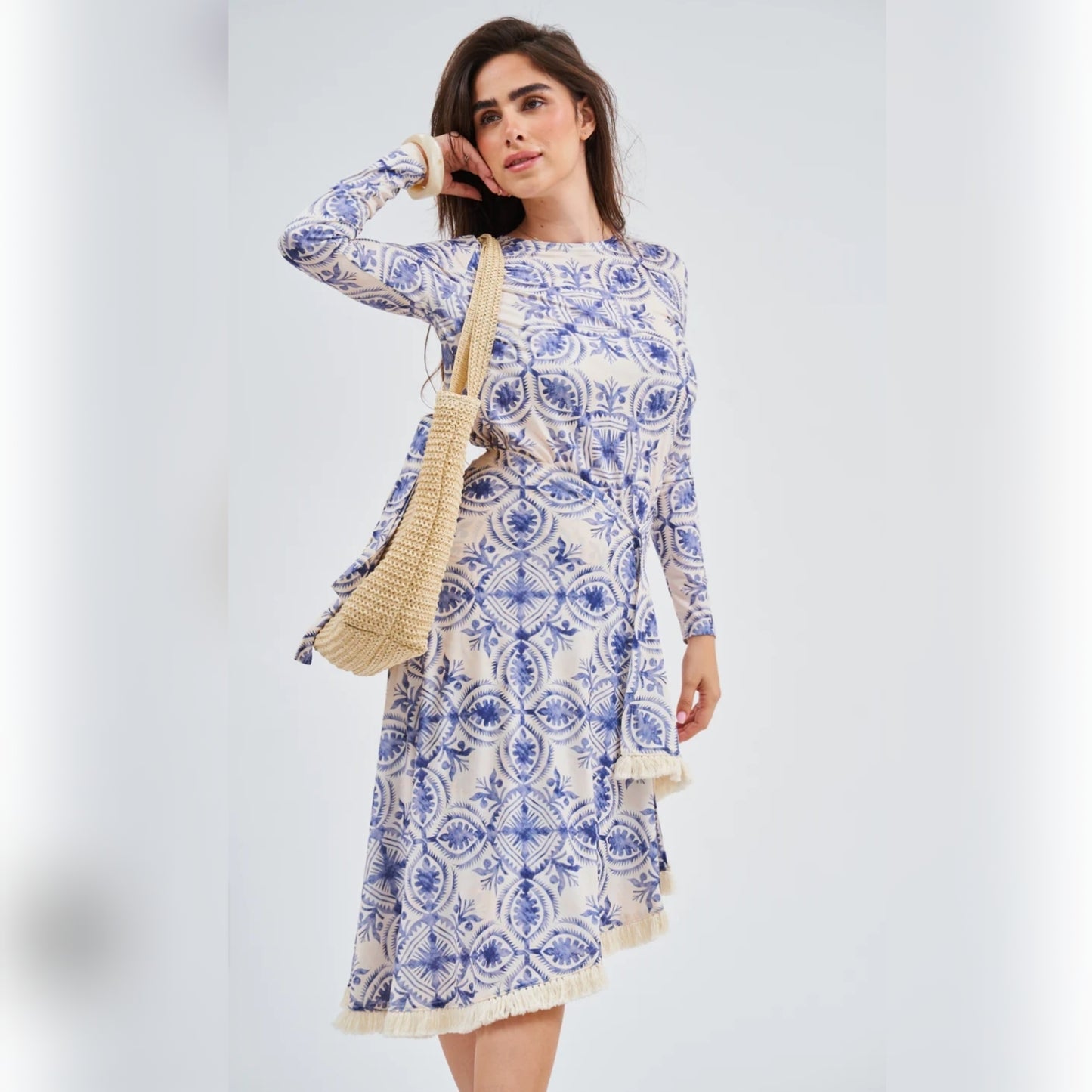 Blue Lapis Loose Basic Dress with Wrap DF