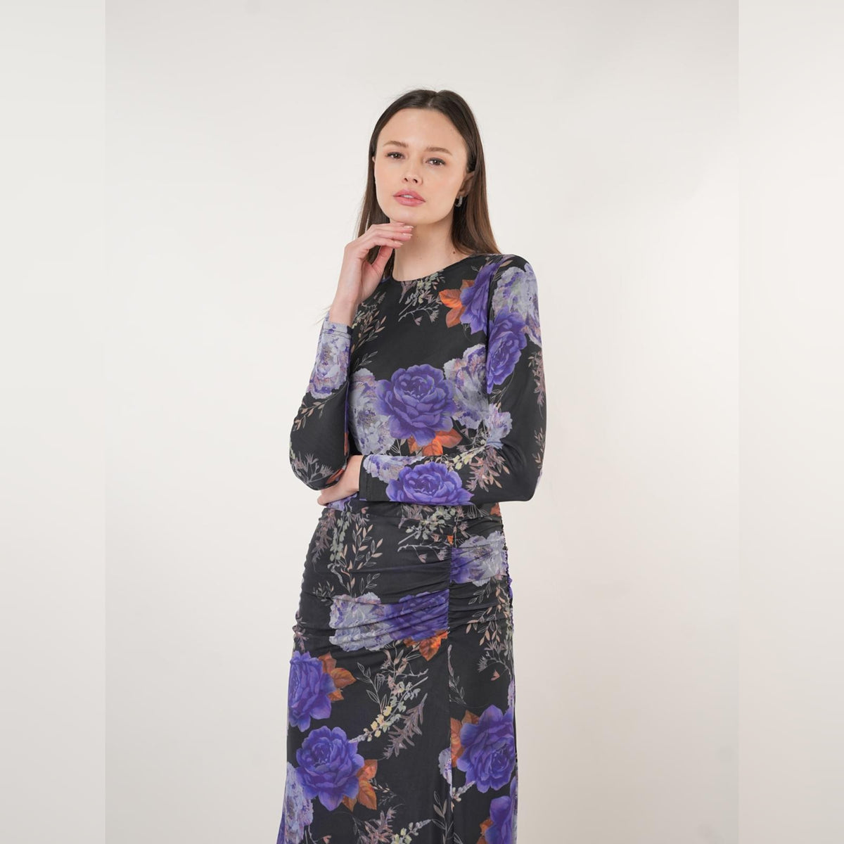 Mina Mesh Ruched Dress