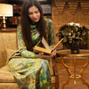 Turtleneck Vintage Lime Velvet Maxi Jackie O