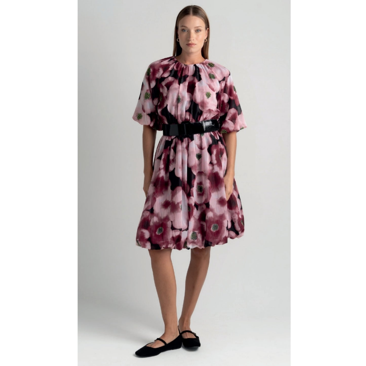Shimmer Floral Print Bubble Dress Touch - The Mimi Boutique