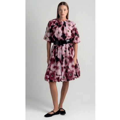 Shimmer Floral Print Bubble Dress Touch - The Mimi Boutique